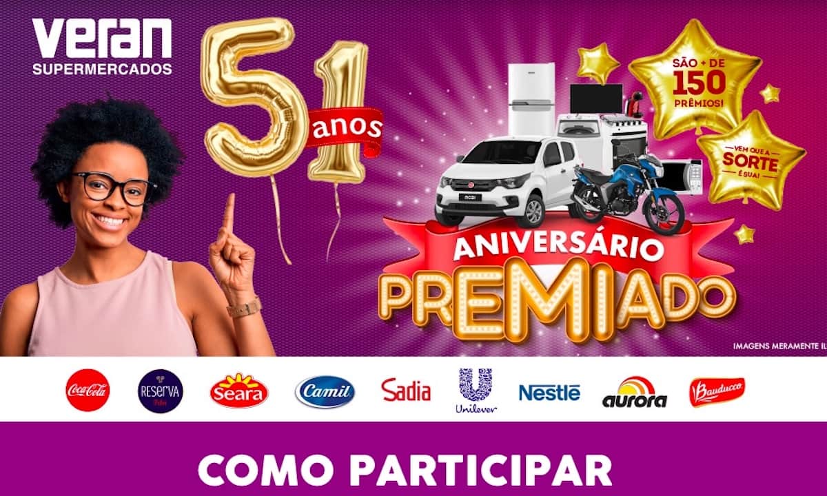 Promoção Veran Supermercados Aniversário Premiado 51 Anos