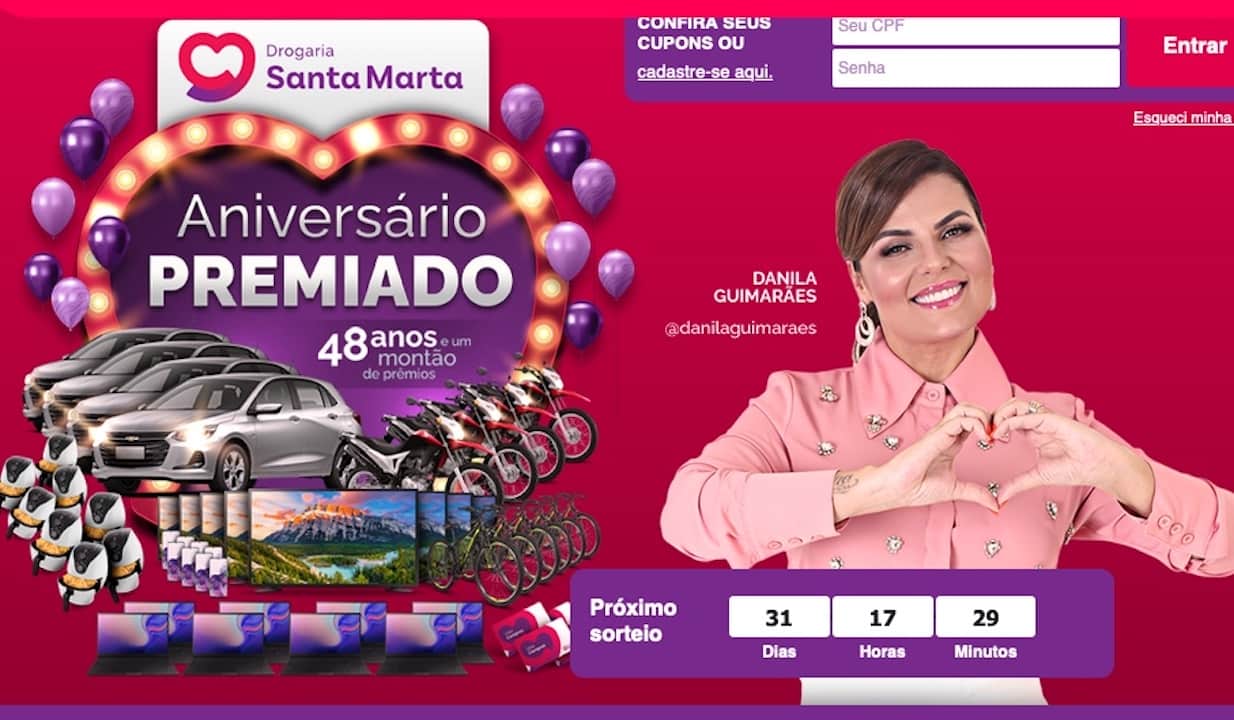 Promoção Drogaria Santa Marta 2021 Aniversário Premiado