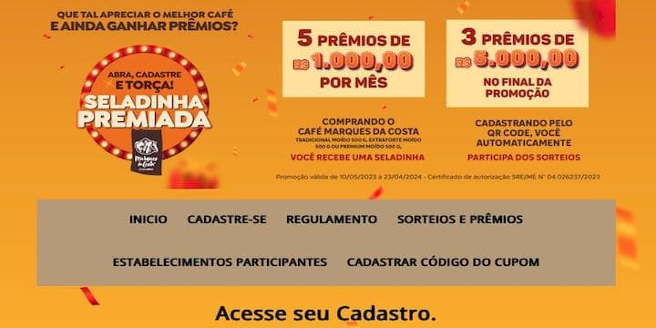 Promoção Café Marques da Costa Seladinha Premiada
